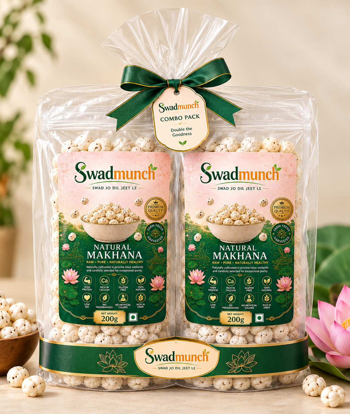 Swadmunch Natural Makhana – Pack of 2 (200g Each)